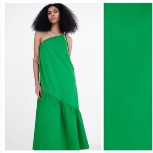 New: Zara One Shoulder Relaxed Dress. Size Small